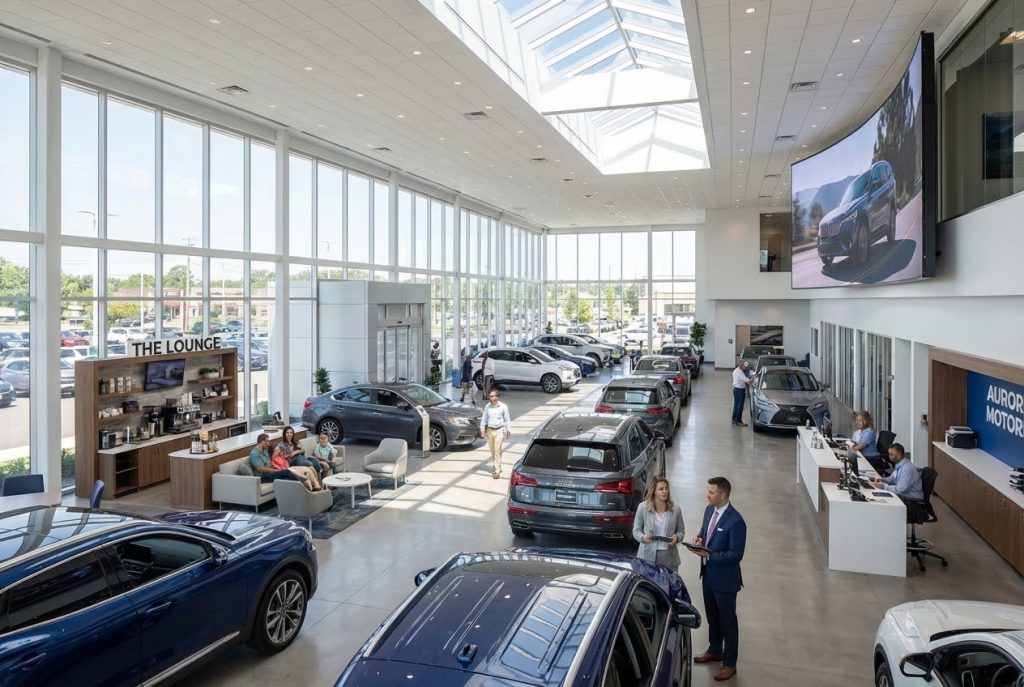 car dealership inside